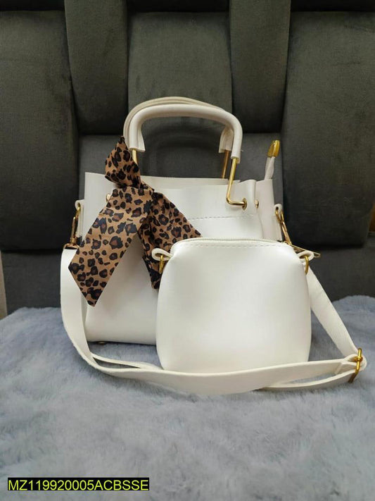 Women's PU Leather Plain Hand Bag Set