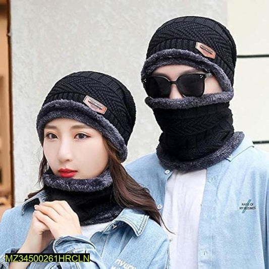 Beanie Wool Cap With Neck Warmer