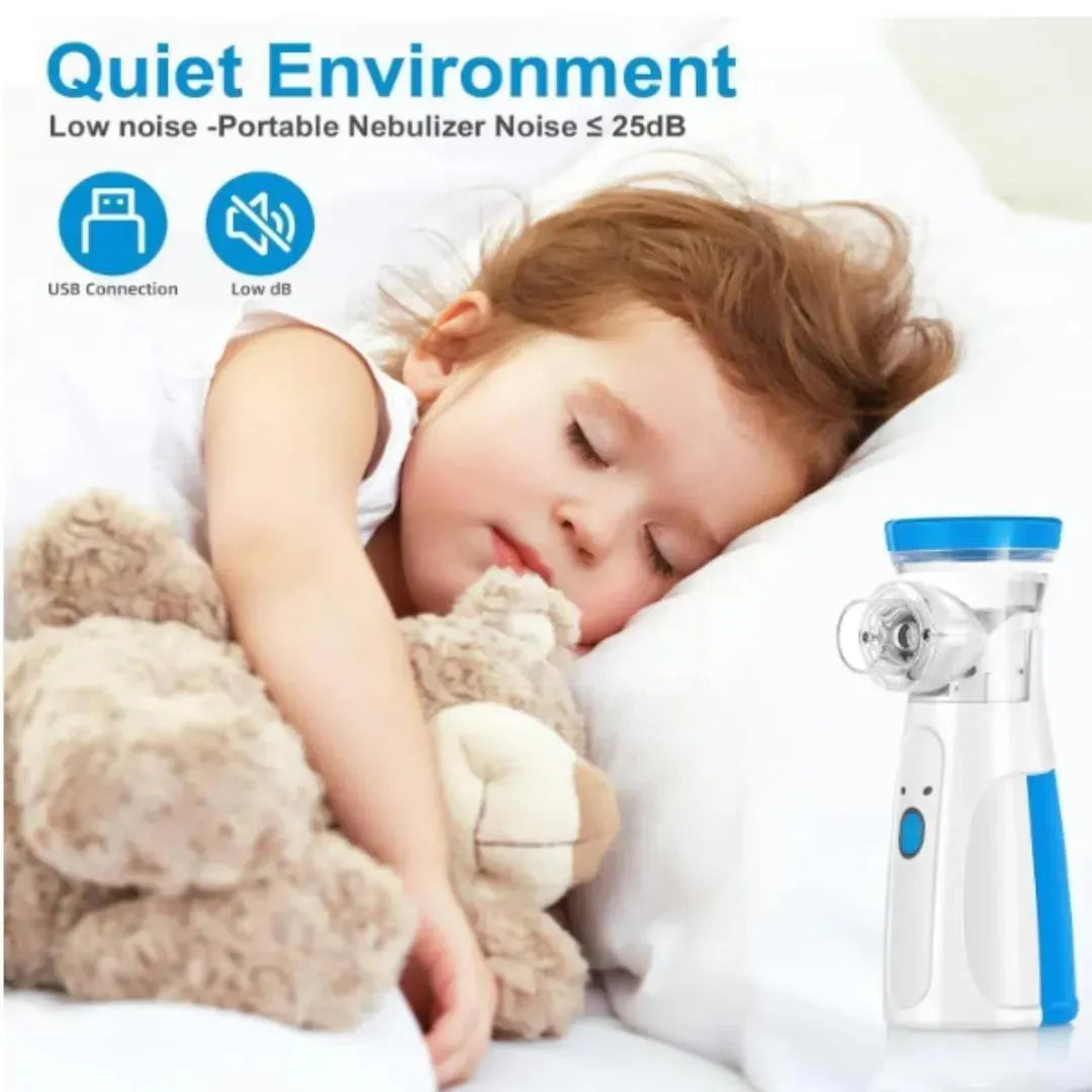 Portable Mesh Nebulizer Machine for Kids & Adults | Silent Electric & Cell Operated Inhaler for Asthma, Cough & Cold Relief | Handheld Mini Nebulizer for Home, Travel & Hospital Use